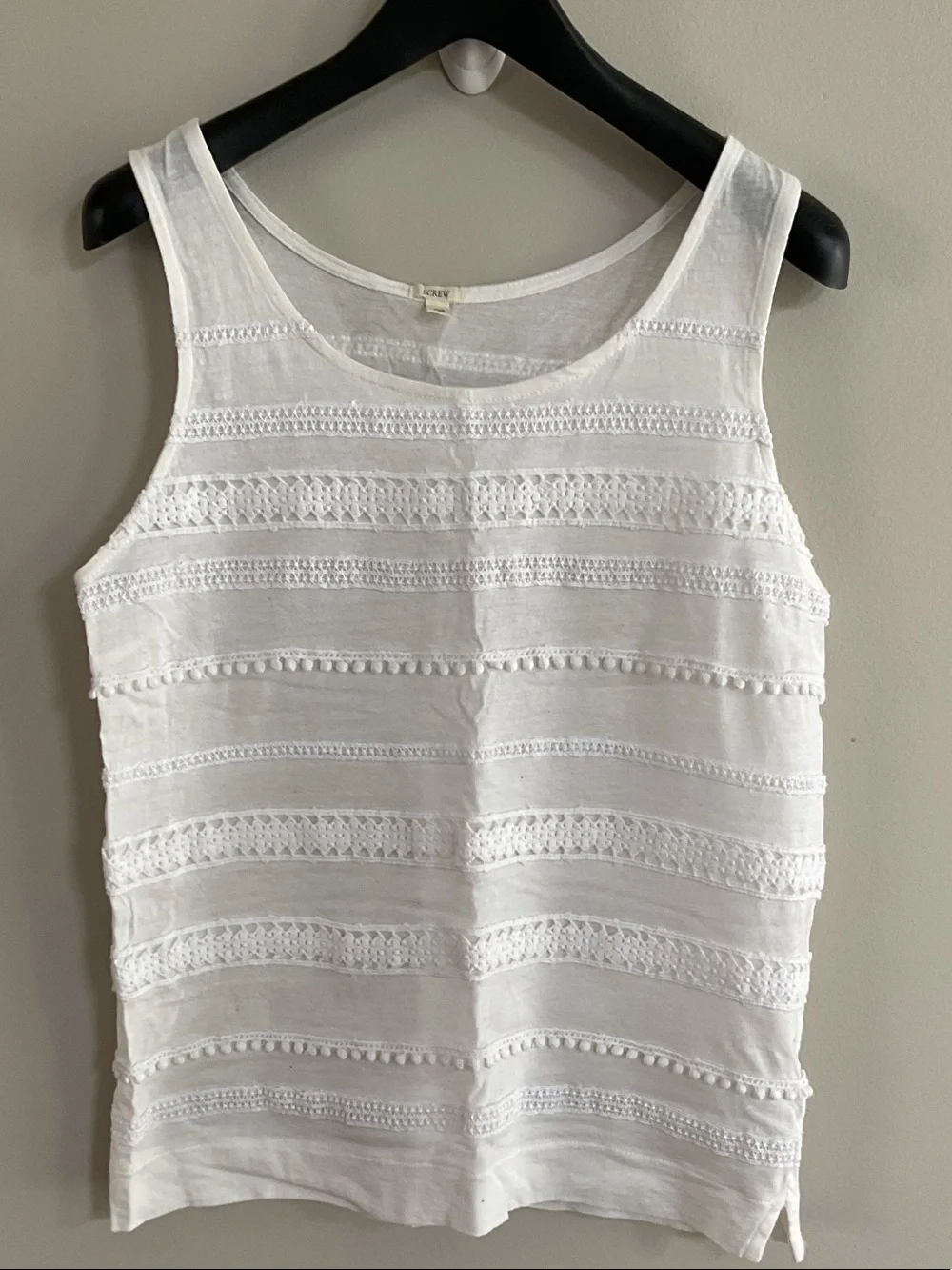 J.Crew White Lace Trim Sleeveless Linen Blend Top XXS - Picture 1 of 4